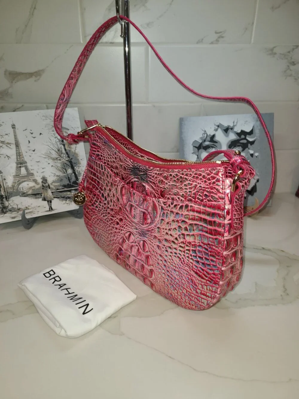 Brahmin Magenta Wonderland Shayna crossbody bag Pristine NWOT